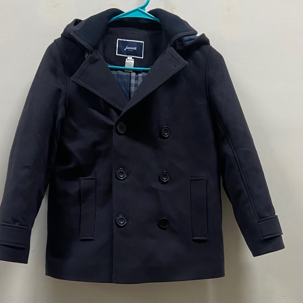 Jacadi Navy Peacoat with Hood unisex 10y blue removable hood